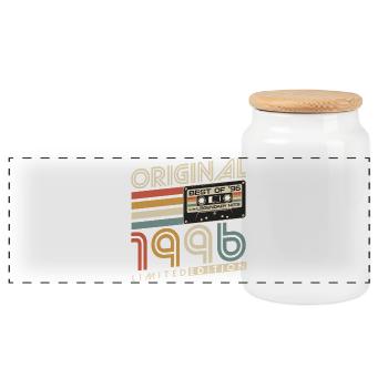 Original 1996 Vintage Rétro Cadeau d’anniversaire - Boîte à biscuits avec couvercle en bois - blanc - Devant