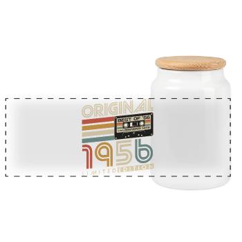 Vintage 1956 Jahrgang Retro Geburtstag Geschenk - Panorama Keksdose mit Holzdeckel - Weiß - Vorne