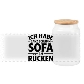 Sofa Chillmodus Sunday Mode Mood Sonntags Outfit - Panorama Keksdose mit Holzdeckel - Weiß - Vorne
