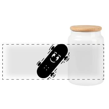 Planche à roulettes qui rit | Dessin animé de patineur drôle - Boîte à biscuits avec couvercle en bois - blanc - Devant