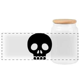 Vecteur de crâne | Icône de crâne minimaliste - Boîte à biscuits avec couvercle en bois - blanc - Devant