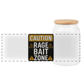 Achtung Rage Zone, lustiger sarkastischer Spruch - Panorama Keksdose mit Holzdeckel - Weiß - Vorne