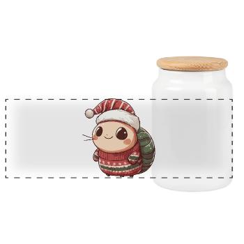 Schnecke Weihnachten - Panorama Keksdose mit Holzdeckel - Weiß - Vorne