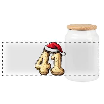 41 Number Cookie Christmas - Panoramic Cookie Jar with Wooden Lid - white - Front