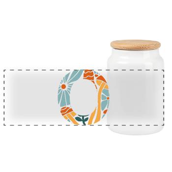 Letter o groovy flowers gift idea - Panoramic Cookie Jar with Wooden Lid - white - Front