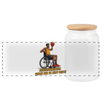 Wheelchair basketball player without restrictions - Panoramic Cookie Jar with Wooden Lid - white - Front