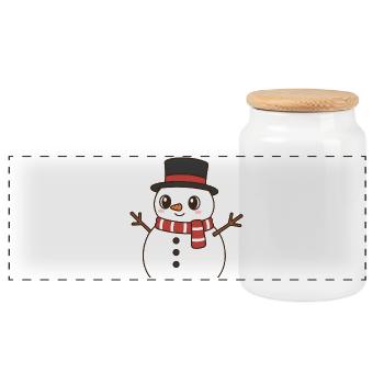Bonhomme de neige - Boîte à biscuits avec couvercle en bois - blanc - Devant