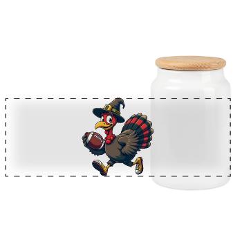 Thanksgiving Football Truthahn - Panorama Keksdose mit Holzdeckel - Weiß - Vorne