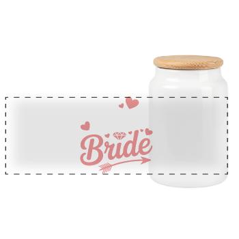 Équipe de la mariée Douche nuptiale Coeur Diamant - Boîte à biscuits avec couvercle en bois - blanc - Devant