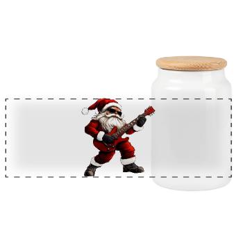 E-Gitarristen Weihnachten - Panorama Keksdose mit Holzdeckel - Weiß - Vorne