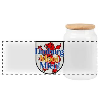 Limburg mooi mien schild - Panoramic Cookie Jar with Wooden Lid - white - Front