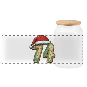 74 Number Cookie Christmas - Panoramic Cookie Jar with Wooden Lid - white - Front