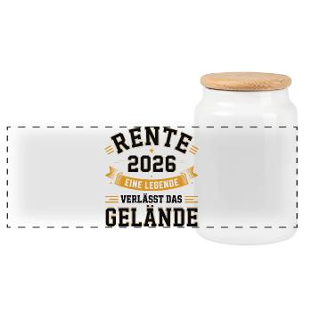 Pension 2026 Une légende quitte le site - Boîte à biscuits avec couvercle en bois - blanc - Devant