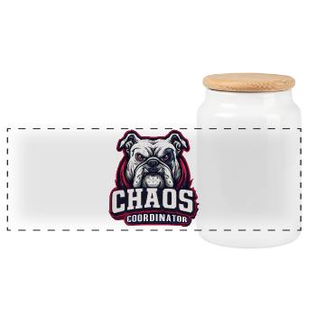 Bulldog Chaos Coordinator - Panoramic Cookie Jar with Wooden Lid - white - Front