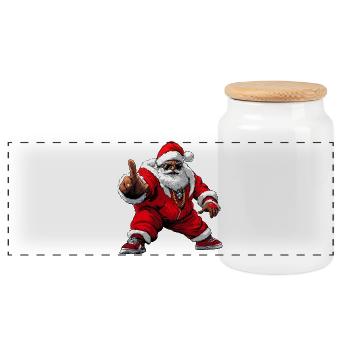 Hip-Hop Weihnachtsmann / Rapper - Panorama Keksdose mit Holzdeckel - Weiß - Vorne