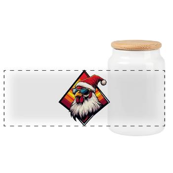 Poulet de Noël dans un coucher de soleil rétro - Boîte à biscuits avec couvercle en bois - blanc - Devant