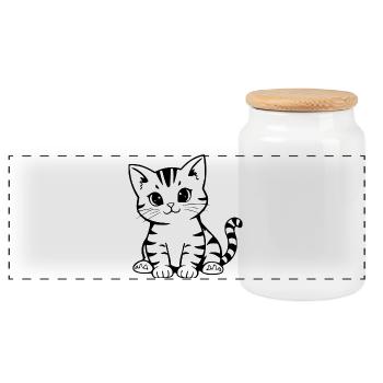 Katze Kätzchen Katzenshirt Geschenk Weihnachten - Panorama Keksdose mit Holzdeckel - Weiß - Vorne