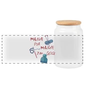 Point par point vers le bonheur - Boîte à biscuits avec couvercle en bois - blanc - Devant