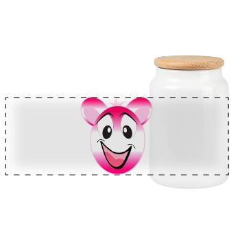 Sourire de panda rose - Boîte à biscuits avec couvercle en bois - blanc - Devant