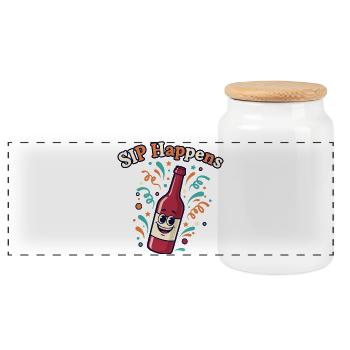Sip Happens Party Bottle - Panoramic Cookie Jar with Wooden Lid - white - Front