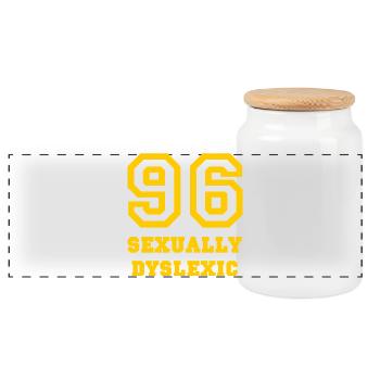 96 Sexually Dyslexic - Panoramic Cookie Jar with Wooden Lid - white - Front