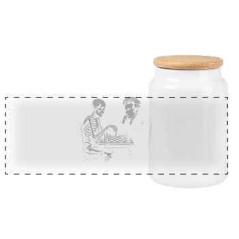 Kierkegaard Chess Duel - Panoramic Cookie Jar with Wooden Lid - white - Front