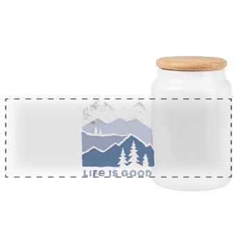 Mountain landscape joie de vivre - Panoramic Cookie Jar with Wooden Lid - white - Front