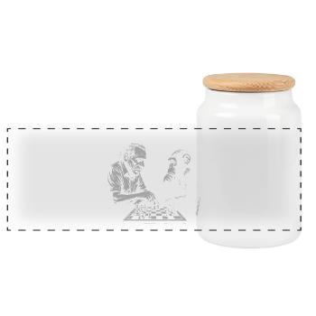 Duo d’échecs Bukowski - Boîte à biscuits avec couvercle en bois - blanc - Devant