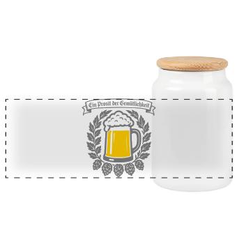 Ein Prosit der Gemütlichkeit - Panorama Keksdose mit Holzdeckel - Weiß - Vorne