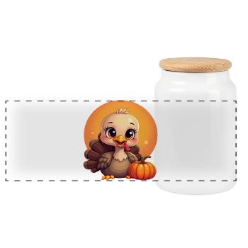 Thanksgiving Truthahn Baby - Panorama Keksdose mit Holzdeckel - Weiß - Vorne