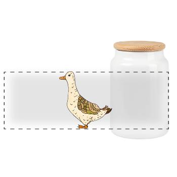 duck - Panoramic Cookie Jar with Wooden Lid - white - Front