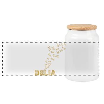 Delia - Panorama Keksdose mit Holzdeckel - Weiß - Vorne