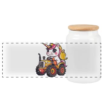 Éleveur de tracteurs licornes - Boîte à biscuits avec couvercle en bois - blanc - Devant