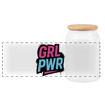 GIRL POWER - let's talk - Boîte à biscuits avec couvercle en bois - blanc - Devant
