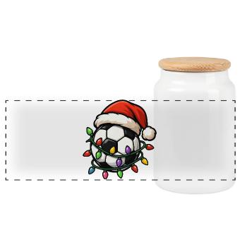 Football de Noël, Joueur de football - Boîte à biscuits avec couvercle en bois - blanc - Devant