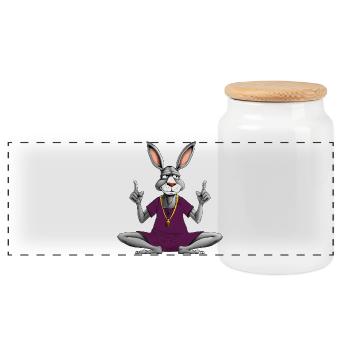 Yoga à l’âne / Âne Yogi - Boîte à biscuits avec couvercle en bois - blanc - Devant