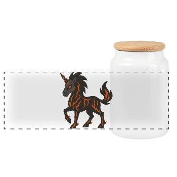 Licorne Démon de Lave avec des fissures de feu lumineuses - Boîte à biscuits avec couvercle en bois - blanc - Devant