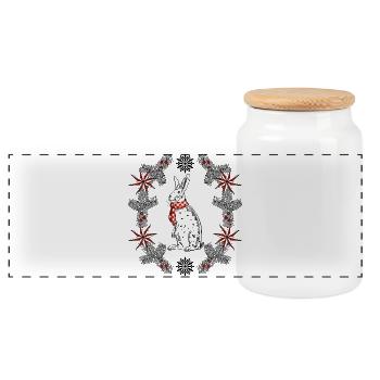 Un lapin d’hiver dans un cadre festif - Boîte à biscuits avec couvercle en bois - blanc - Devant