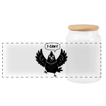 Poulet de dessin animé en colère crie F-CAW-F - Boîte à biscuits avec couvercle en bois - blanc - Devant