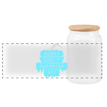 Sorry Can't Swimming Bye Swimmer Excuse Humor - Panoramic Cookie Jar with Wooden Lid - white - Front