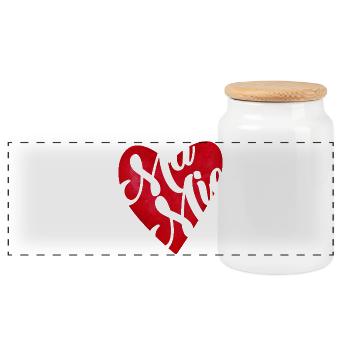Oma Rotes Herz – Oma-Geschenk - Panorama Keksdose mit Holzdeckel - Weiß - Vorne