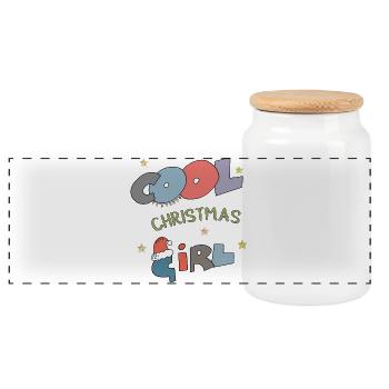 Weihnachten  Christmas - Panoramic Cookie Jar with Wooden Lid - white - Front