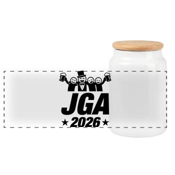 Enterrement de vie de garçon 2026 - Boîte à biscuits avec couvercle en bois - blanc - Devant