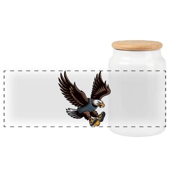 Majestic Eagle Mascot in Armor - Panoramic Cookie Jar with Wooden Lid - white - Front