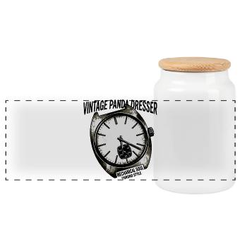 Graphisme de montre chrono vintage - Boîte à biscuits avec couvercle en bois - blanc - Devant