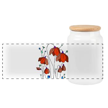Blumen - Panorama Keksdose mit Holzdeckel - Weiß - Vorne