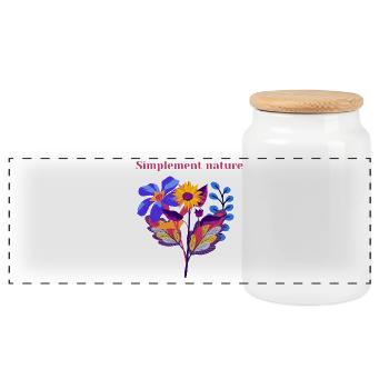 Nature Simply - Panoramic Cookie Jar with Wooden Lid - white - Front