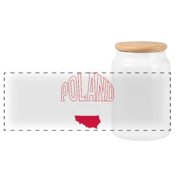 Pologne - Boîte à biscuits avec couvercle en bois - blanc - Devant