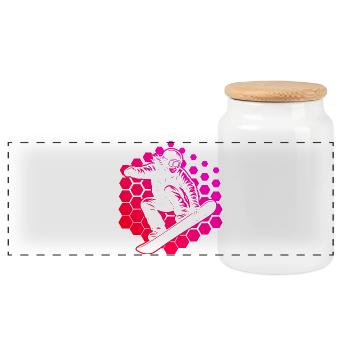 Motif classique du snowboard - Boîte à biscuits avec couvercle en bois - blanc - Devant