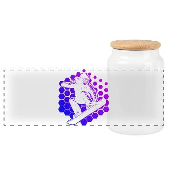 Clear snowboard motif for every day - Panoramic Cookie Jar with Wooden Lid - white - Front